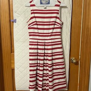 WHBM Red and White Striped Sleeveless Dress